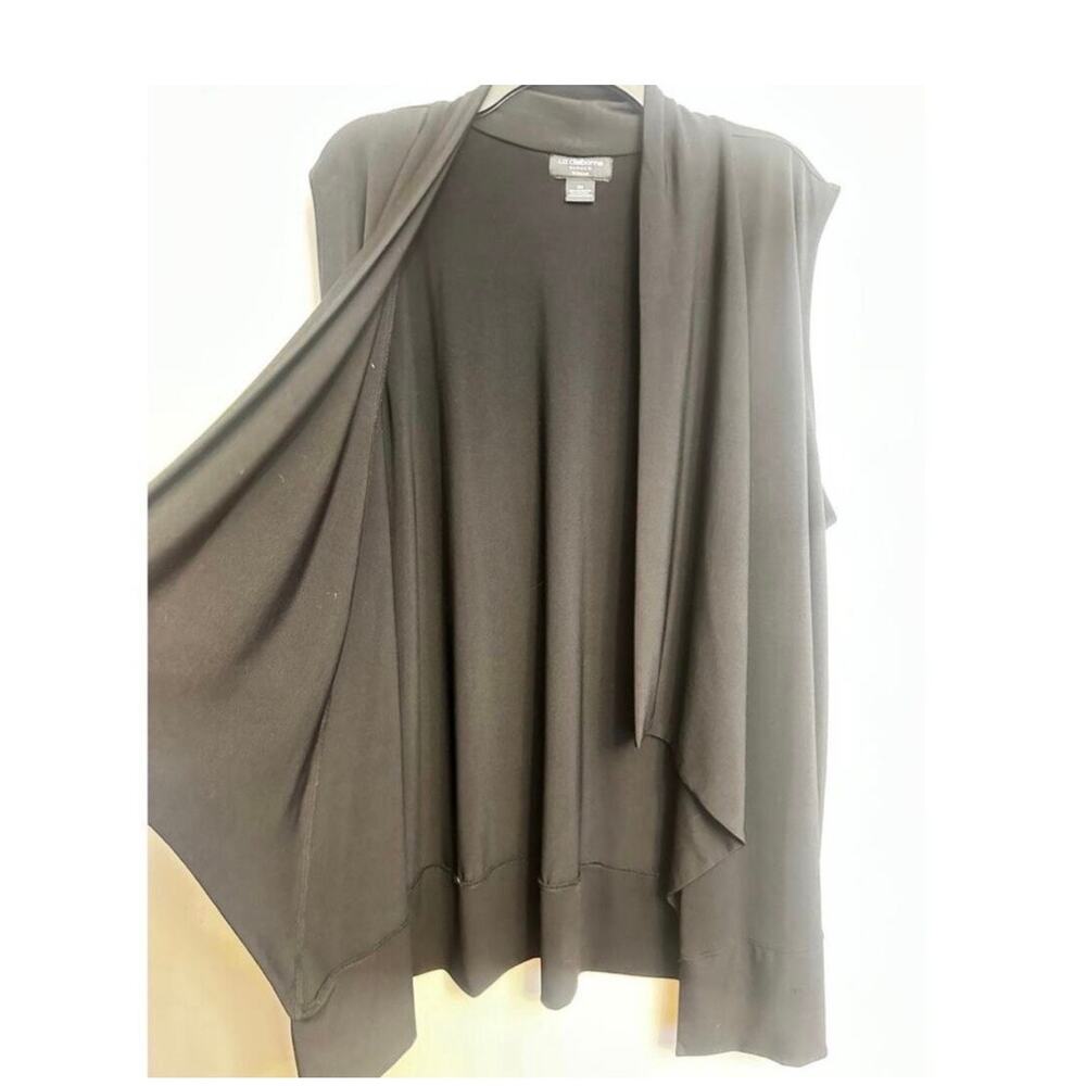 Liz Claiborne Black Open Front Drape Vest Cardigan Plus Size 2X - Picture 3 of 10